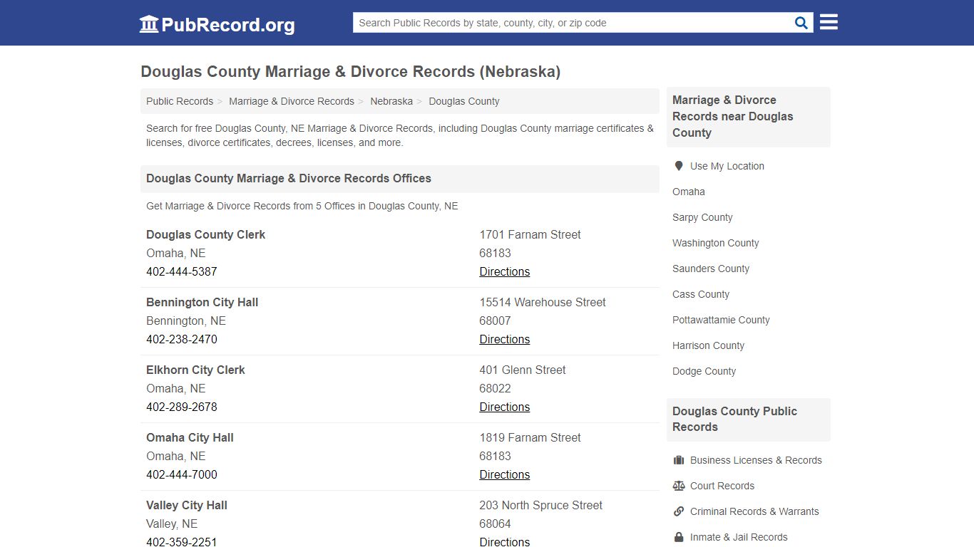 Douglas County Marriage & Divorce Records (Nebraska)